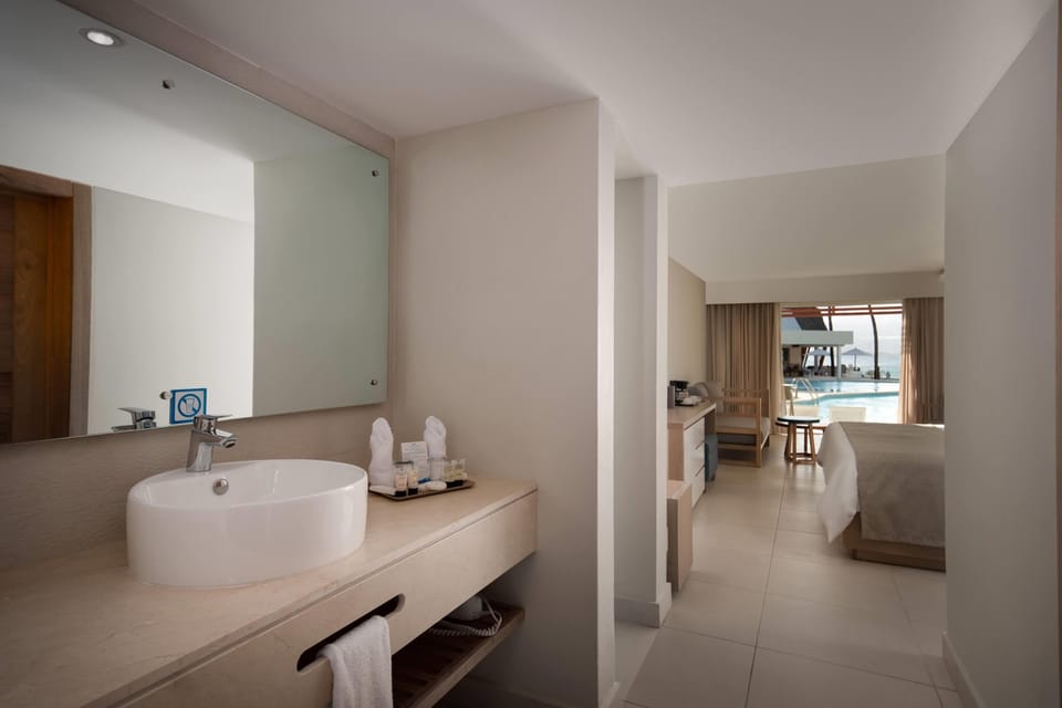 Shower, rainfall showerhead, hair dryer, bathrobes