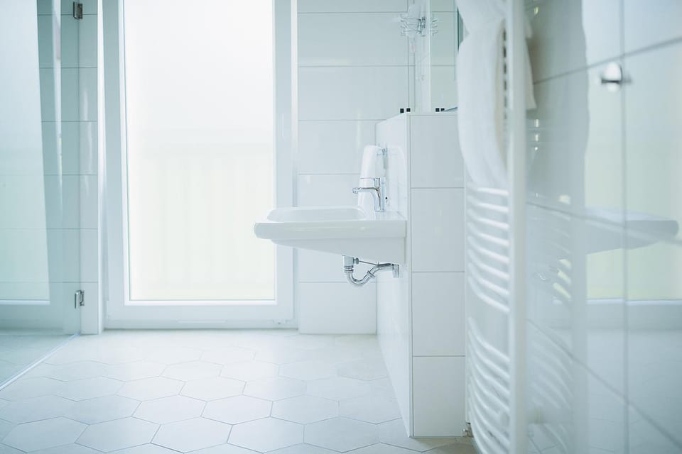 Shower, slippers, towels