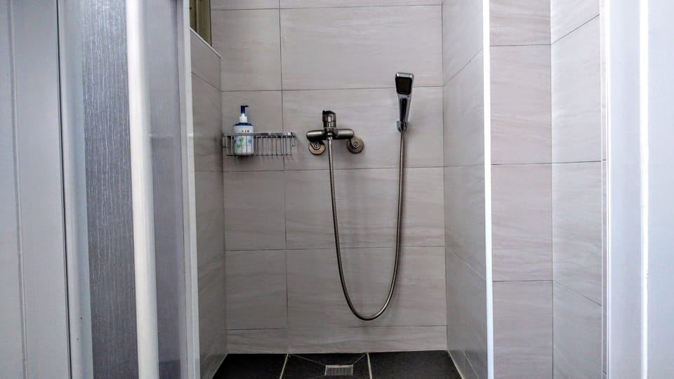 Shower, hair dryer, slippers, bidet