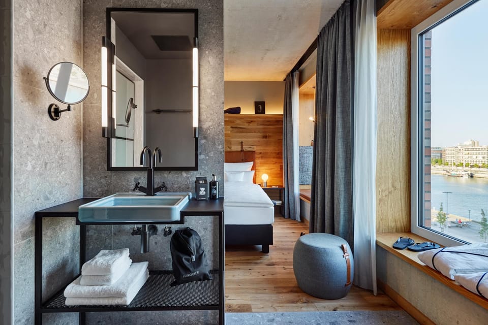 Rainfall showerhead, eco-friendly toiletries, hair dryer, towels