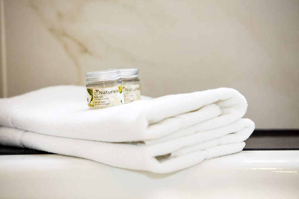 Free toiletries, hair dryer, bathrobes, towels