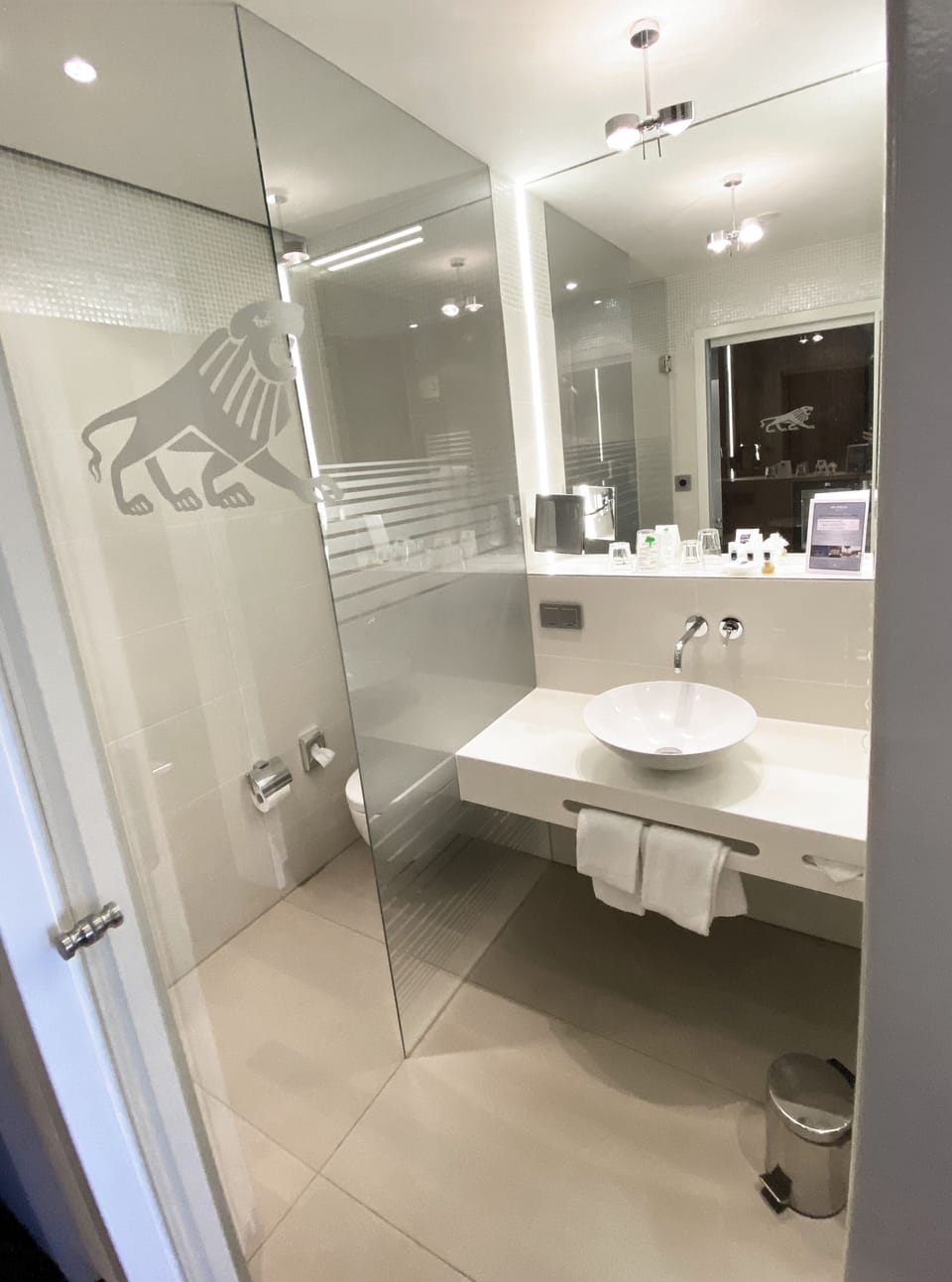 Hair dryer, bathrobes, slippers, towels