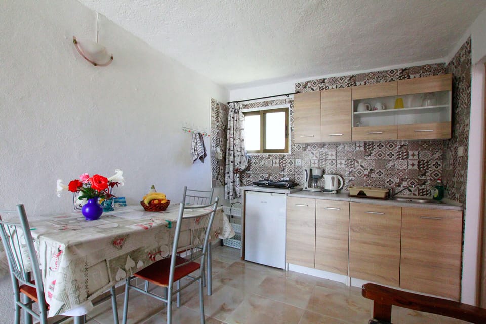 Family Studio, 1 Bedroom, Partial Sea View | Private kitchen | Fridge, stovetop, coffee/tea maker, electric kettle