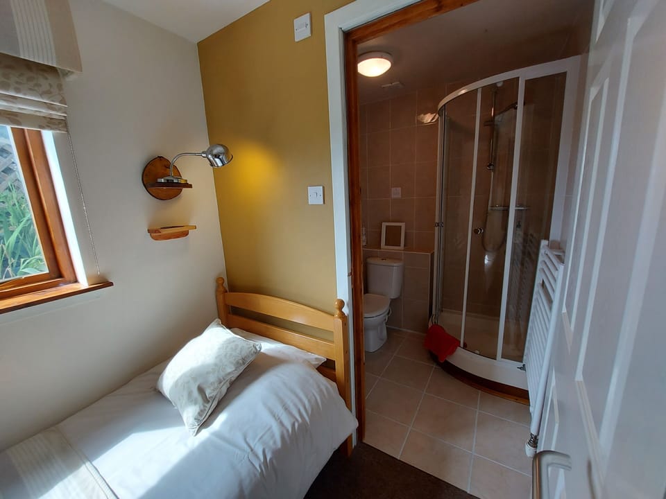 Twin Room | Bathroom | Shower, hair dryer, towels, soap