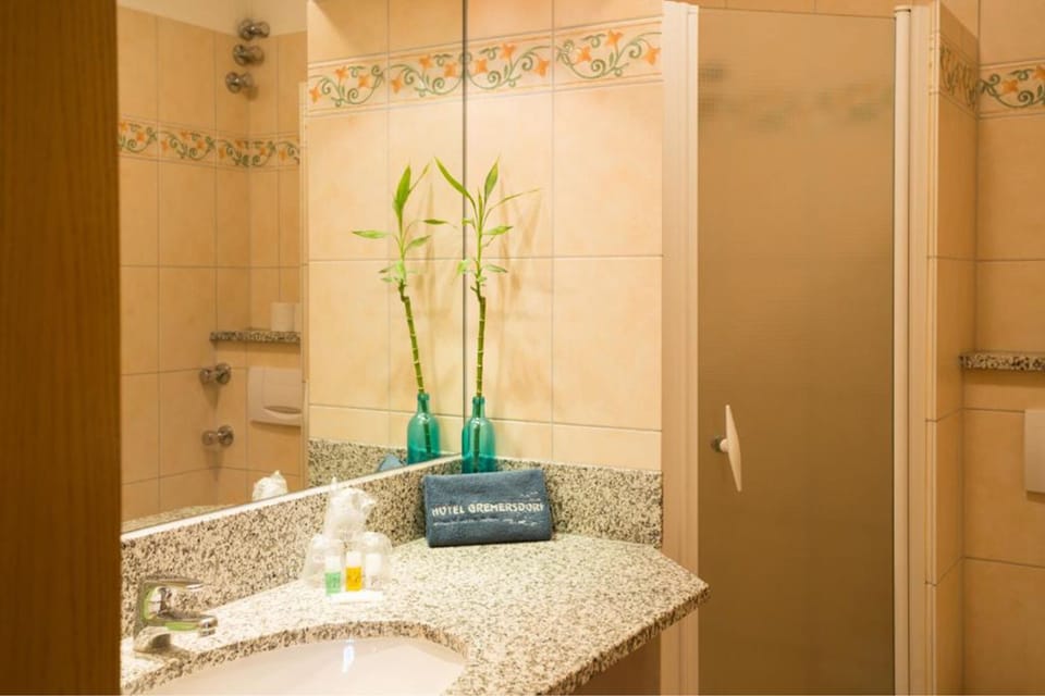 Premium Room | Bathroom | Hair dryer, towels