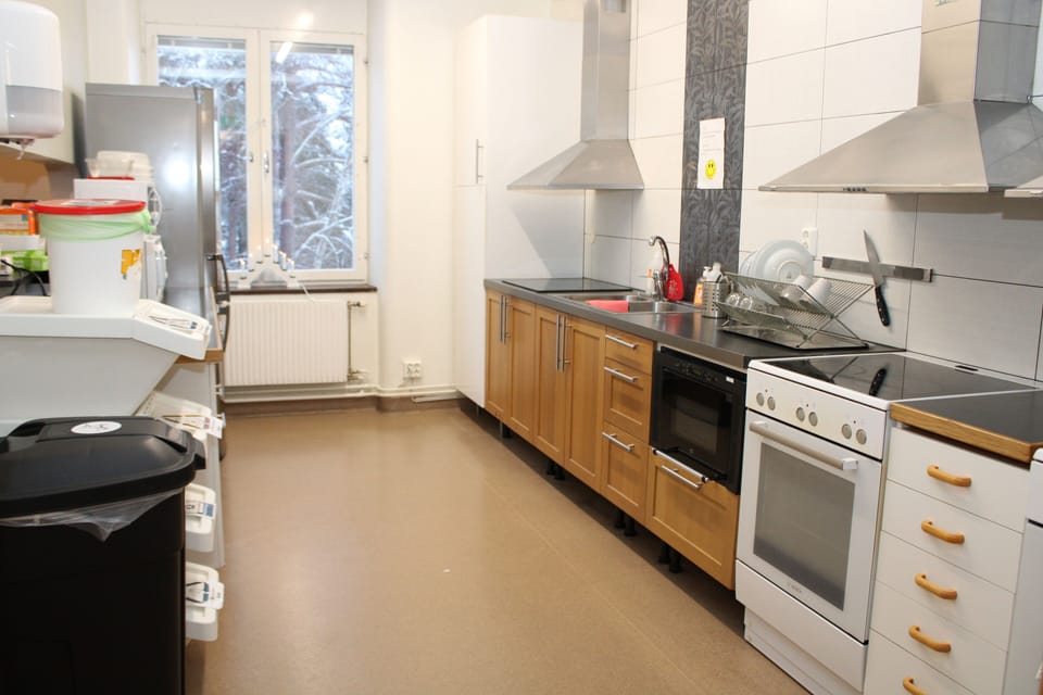 Full-size fridge, microwave, oven, stovetop