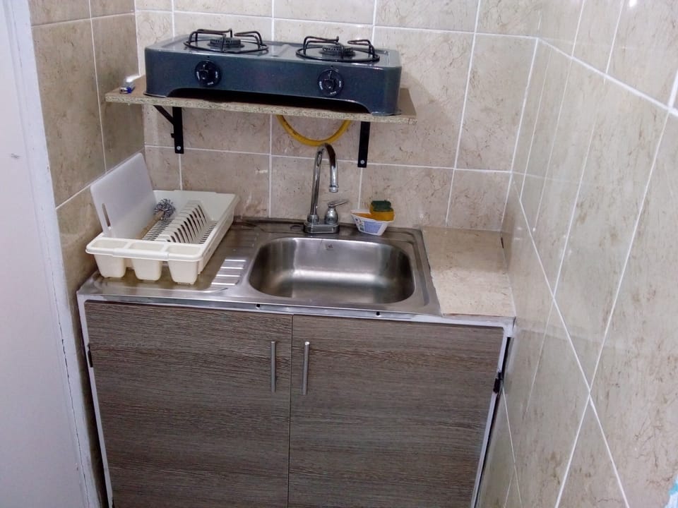 Junior Chalet | Private kitchen | Full-size fridge, microwave, oven, stovetop
