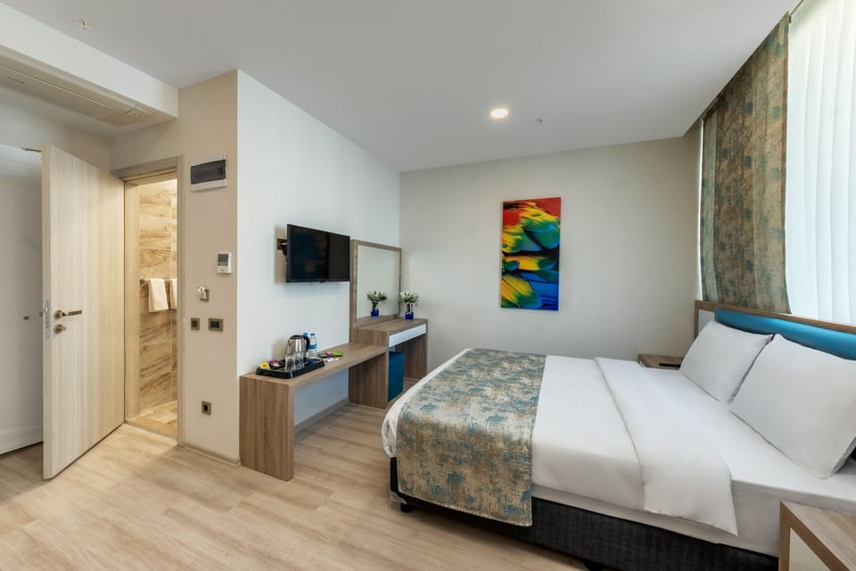 Premium bedding, down comforters, minibar, desk