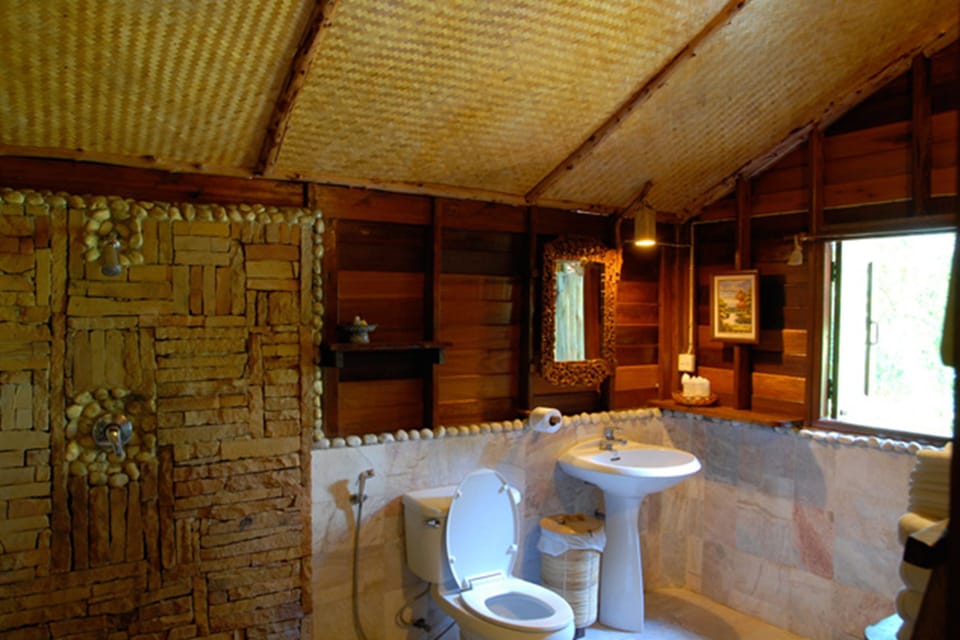 Shower, hair dryer, bathrobes, slippers