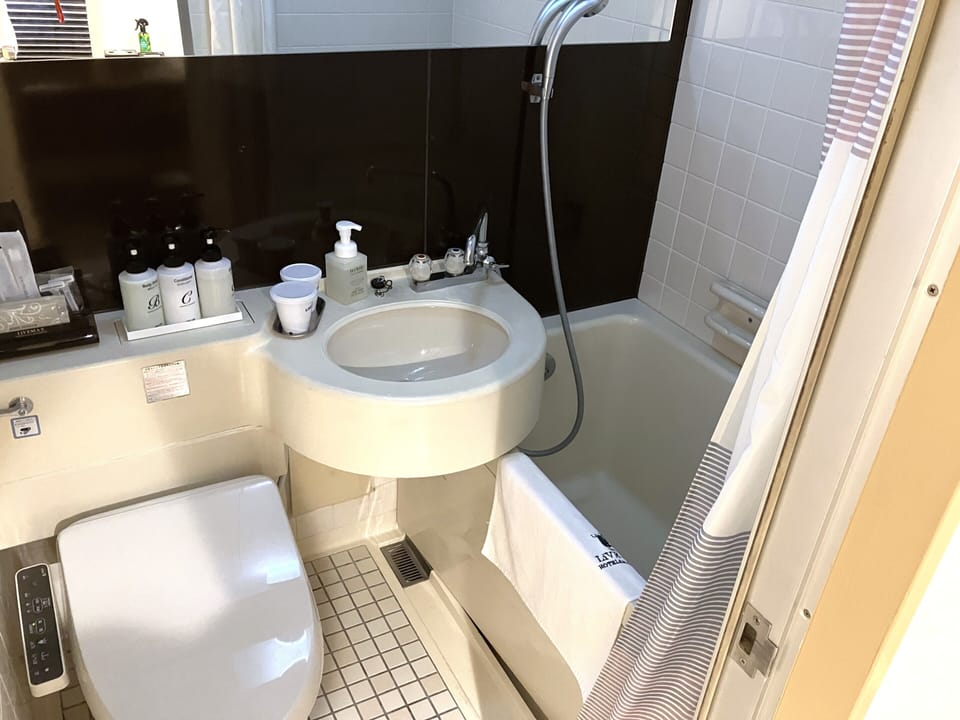 Combined shower/tub, free toiletries, hair dryer, bathrobes
