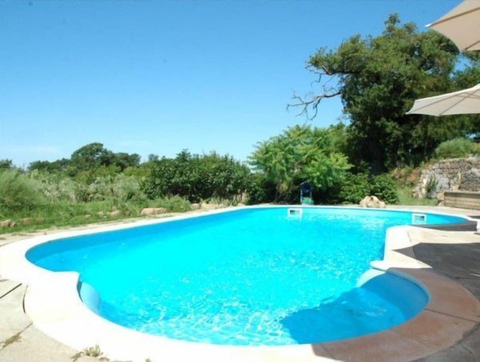 Seasonal outdoor pool, open 9:00 AM to 5:00 PM, pool umbrellas