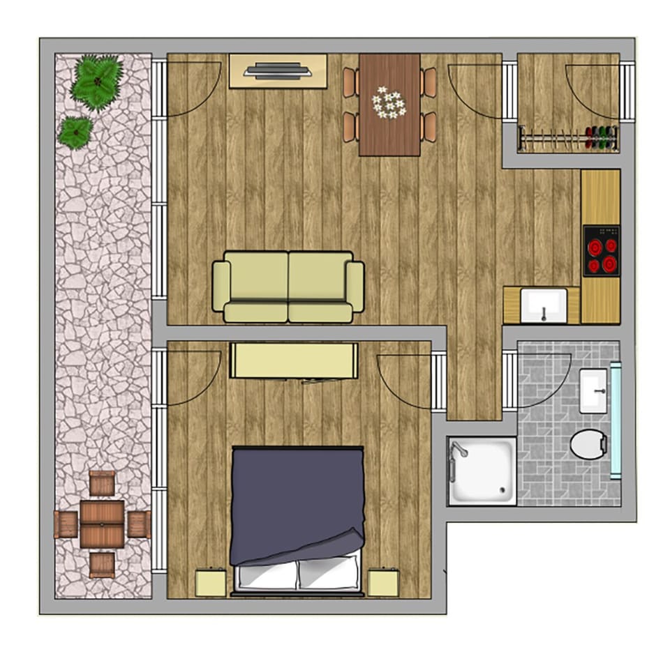 Apartment, 1 Bedroom, Terrace, Mountain View (Chamonix) | Floor plan