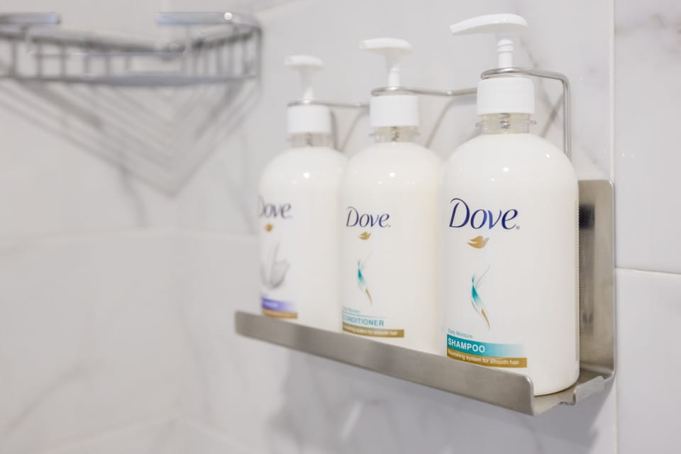 Shower, free toiletries, hair dryer, bathrobes