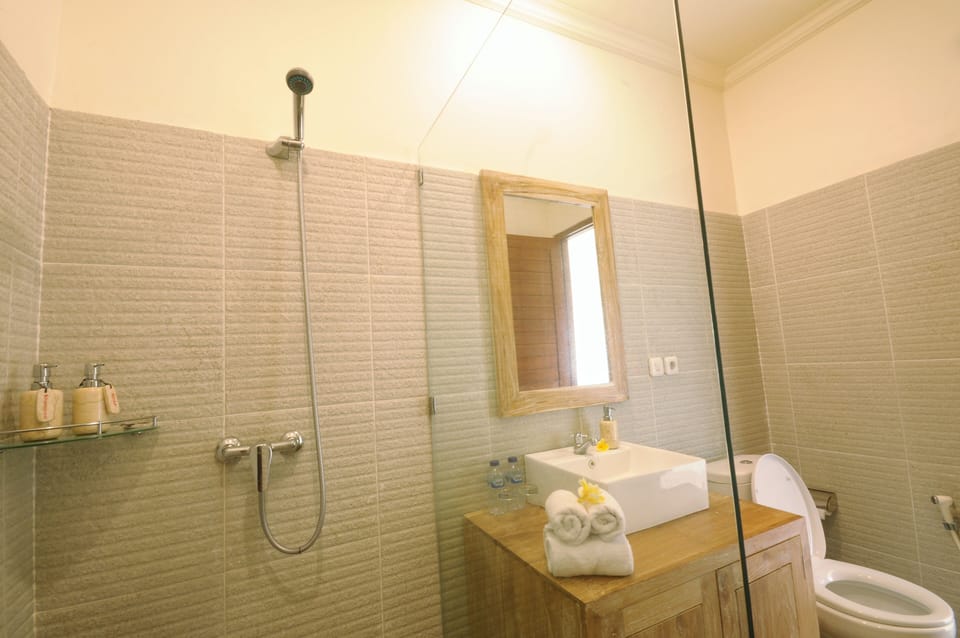 Deluxe Double Room | Bathroom | Shower, bidet, towels, soap