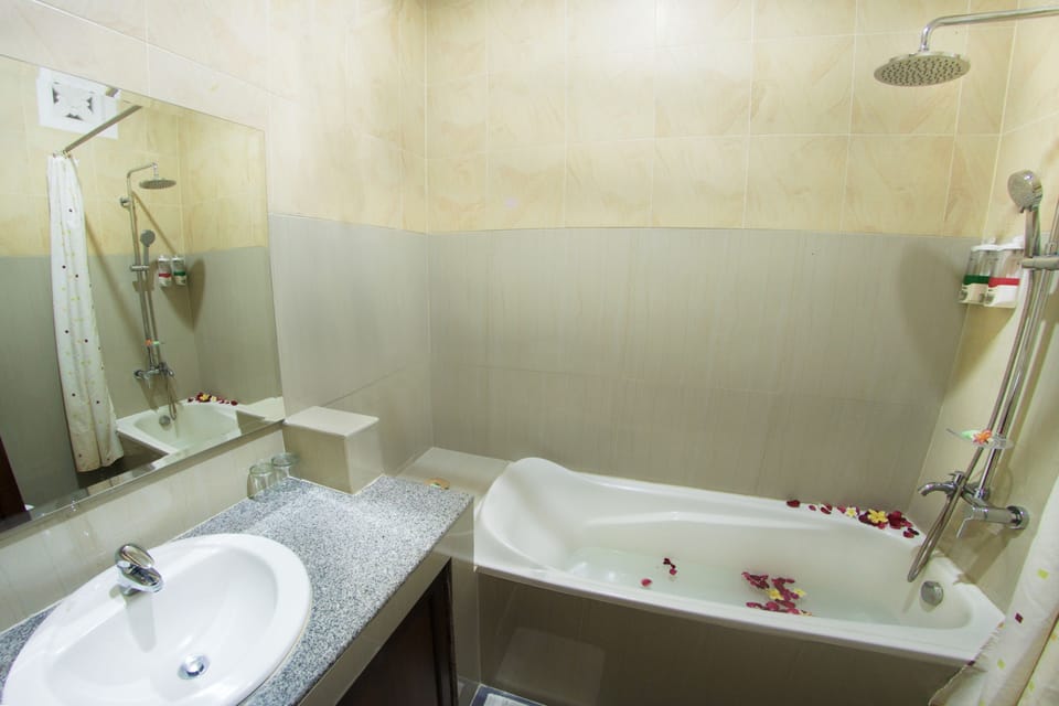 Rainfall showerhead, free toiletries, hair dryer, bidet