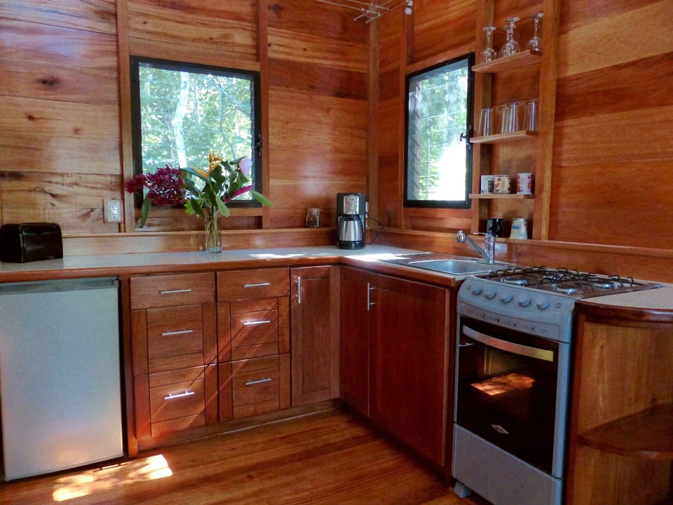 Fridge, coffee/tea maker, cookware/dishes/utensils, freezer