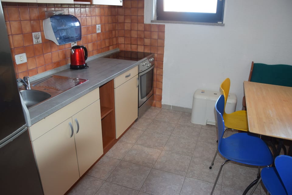 Shared fridge, shared microwave, highchair