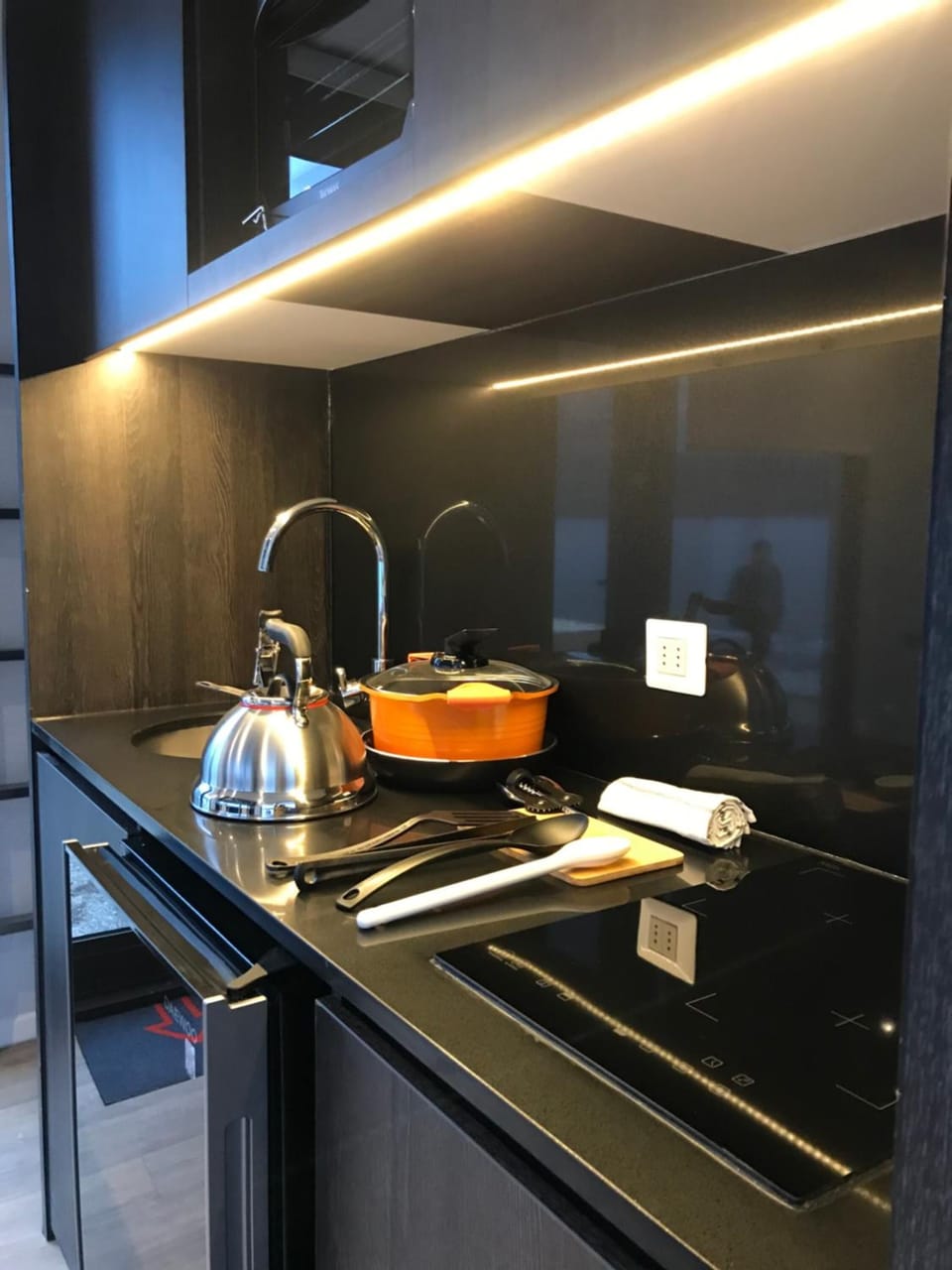 Mini-fridge, oven, dishwasher, toaster oven
