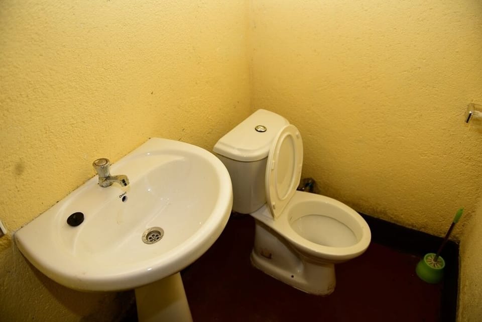 Basic Double Room, Park View | Bathroom | Shower, slippers, towels, toilet paper