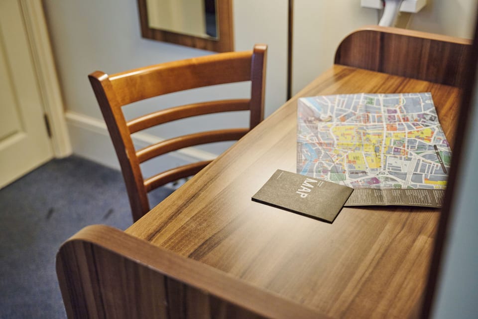 Desk, free WiFi, bed sheets