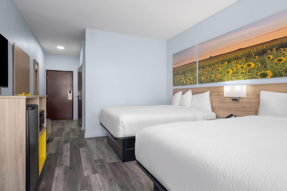 Room, 2 Queen Beds, Mobility Accessible, Non Smoking (Mobility, Roll-in Shower) | Iron/ironing board, free WiFi, bed sheets