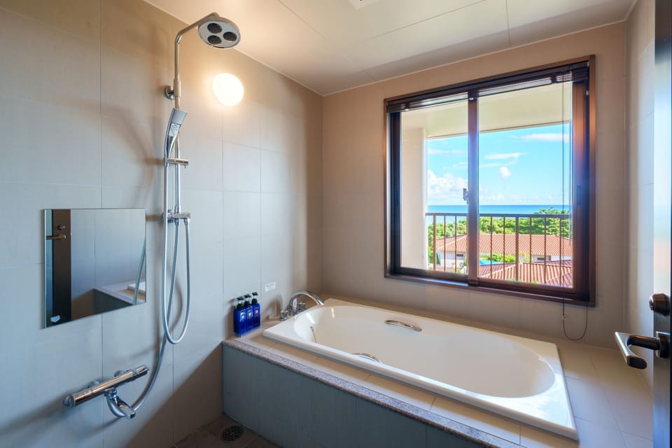 Superior Terrace Ocean View, Non Smoking (Villa Garden building) | Bathroom | Separate tub and shower, deep soaking tub, free toiletries, hair dryer