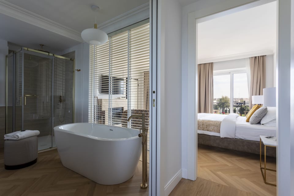 Deluxe Suite | Bathroom | Shower, free toiletries, hair dryer, slippers