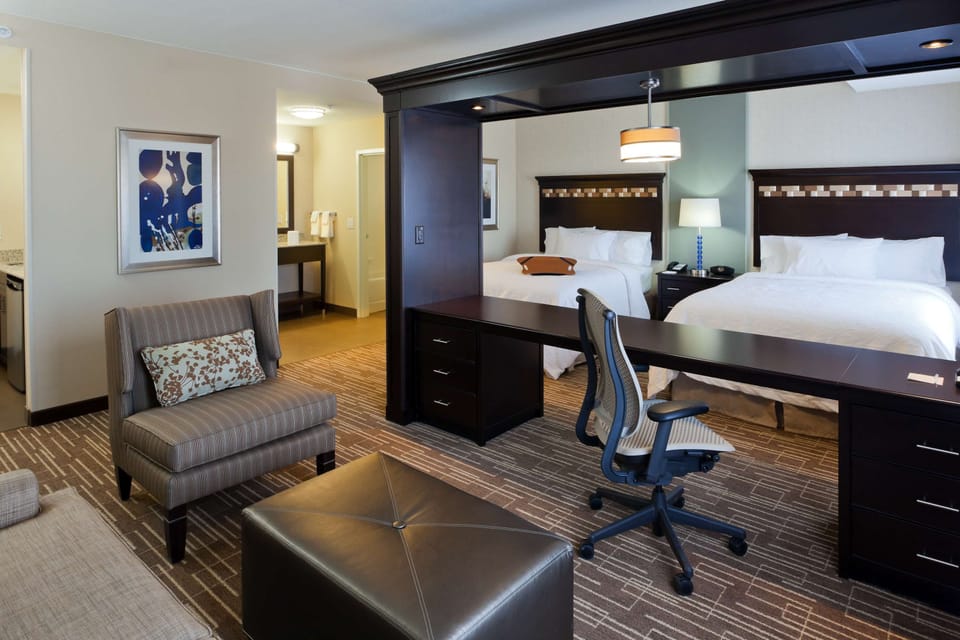 Suite, 2 Queen Beds, Accessible, Non Smoking | Living area | 55-inch LED TV with satellite channels, TV, Netflix