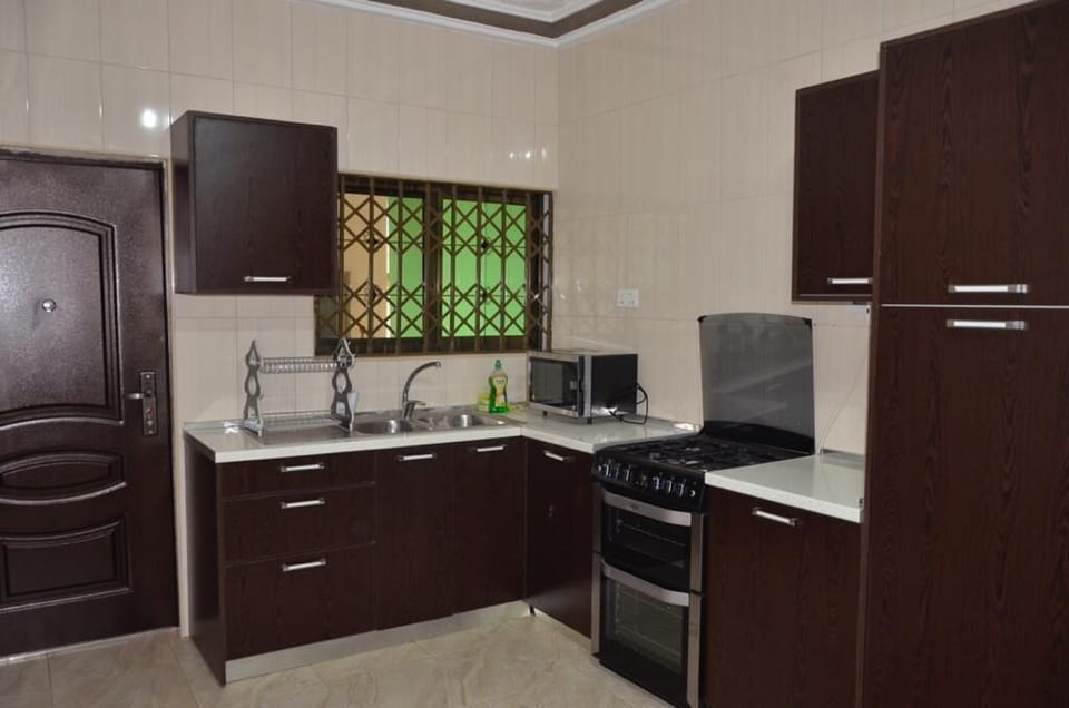 Deluxe Apartment | Private kitchen | Fridge, microwave, oven, stovetop