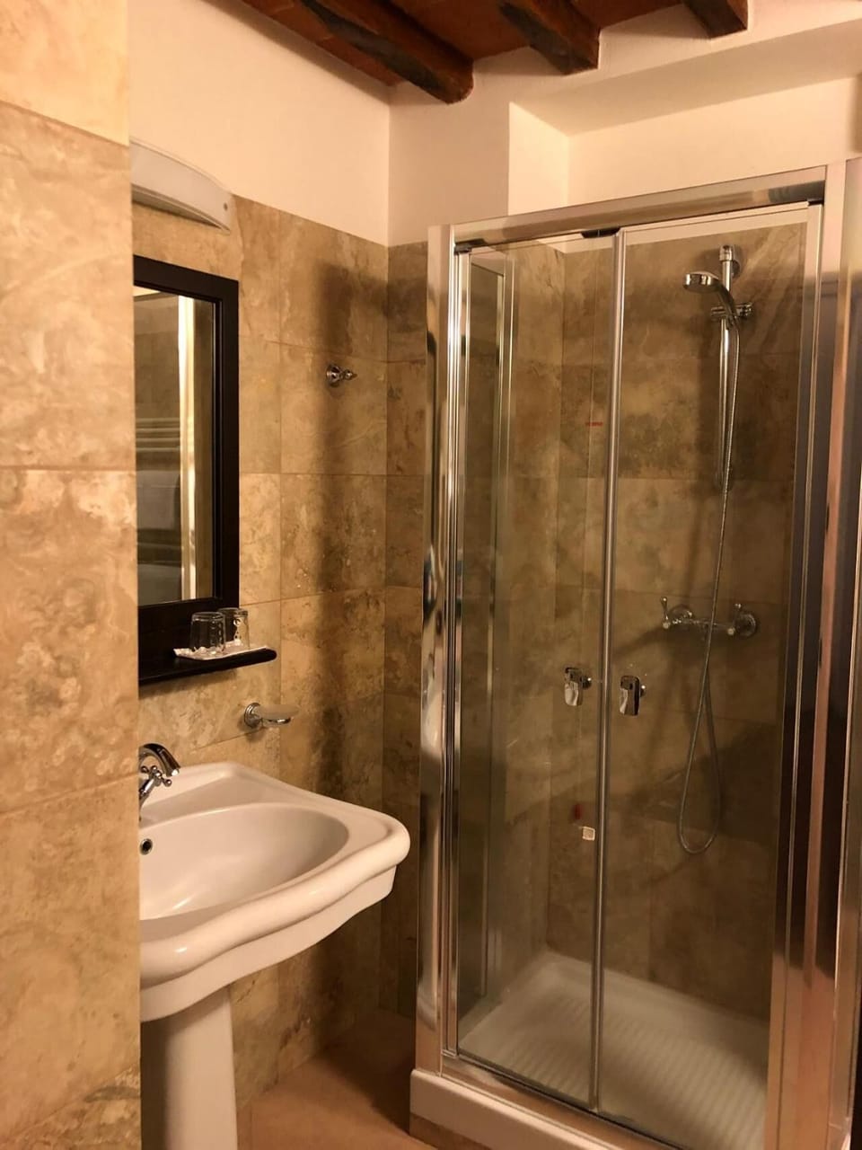 Hair dryer, bidet, towels, soap