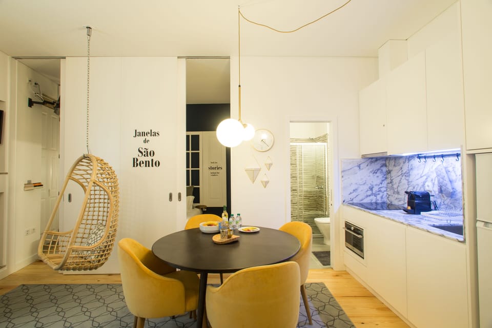 Design Apartment, 1 Bedroom, Balcony (1) | Private kitchen | Full-size fridge, microwave, oven, stovetop
