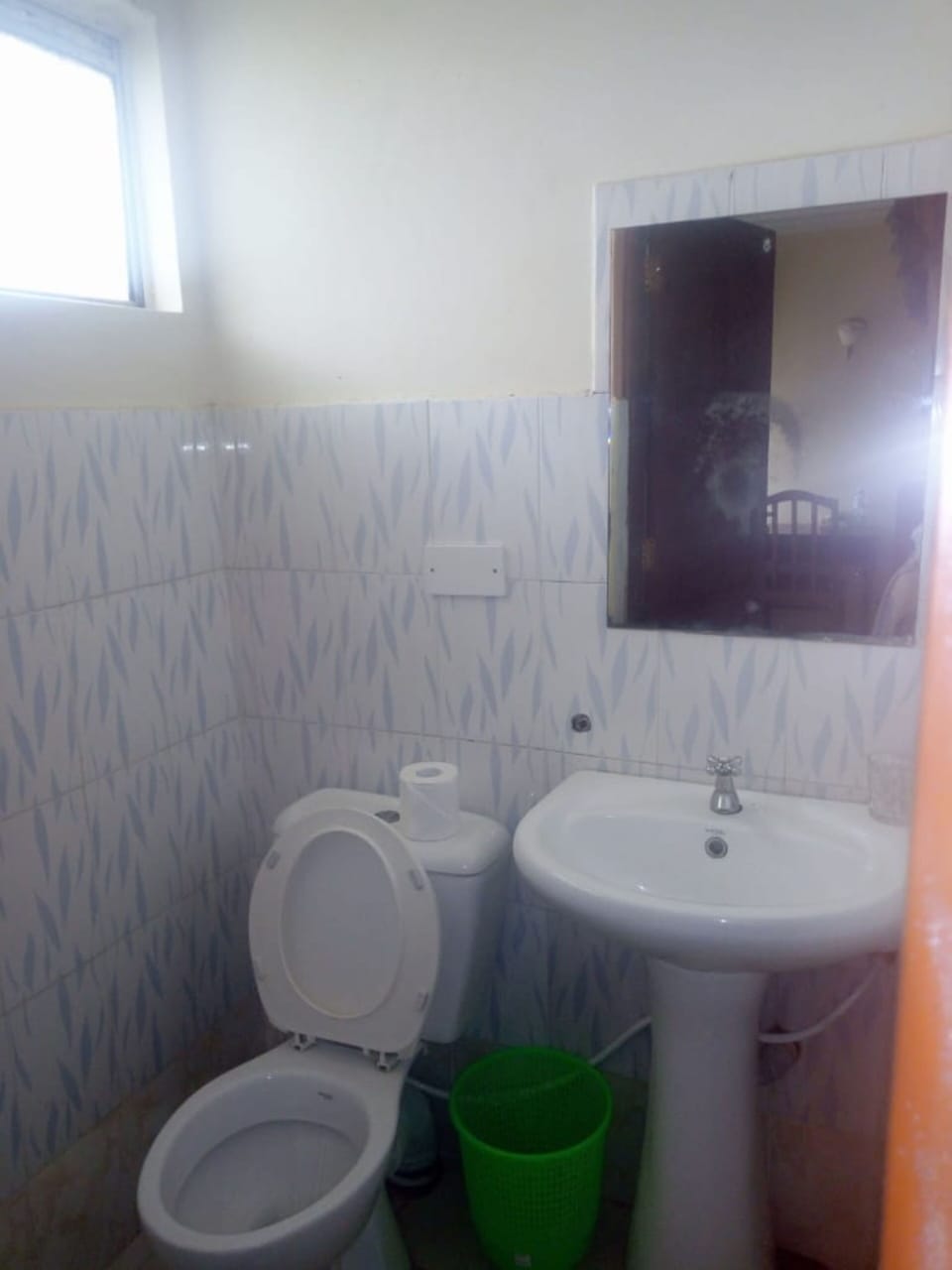 Shower, towels, soap, toilet paper