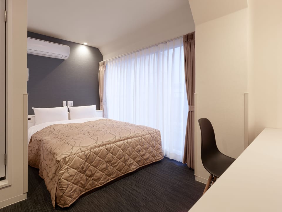 Double Room, Non Smoking (16 sqm, 150cm Bed, No Elevator) | Desk, blackout drapes, soundproofing, iron/ironing board