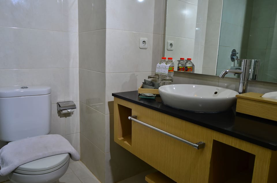 Deluxe Room, 1 King Bed | Bathroom | Shower, free toiletries, hair dryer (on request), slippers