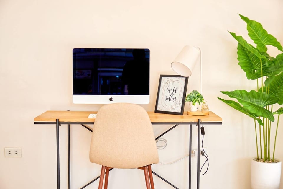 Desk, laptop workspace, iron/ironing board, free WiFi