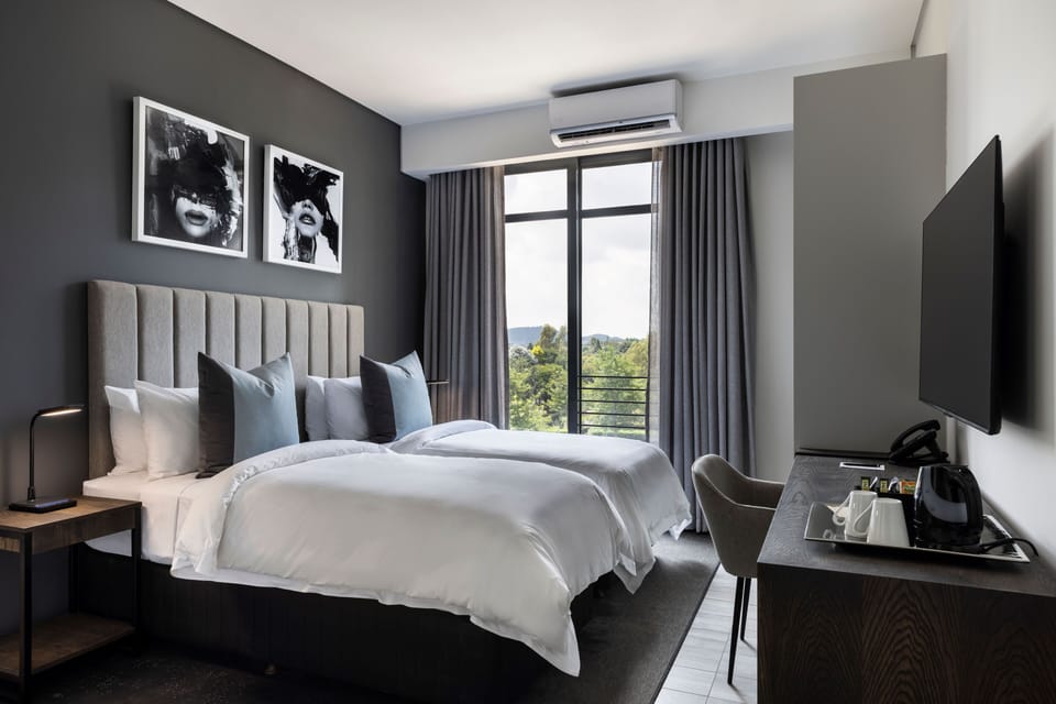 In-room safe, desk, laptop workspace, blackout drapes