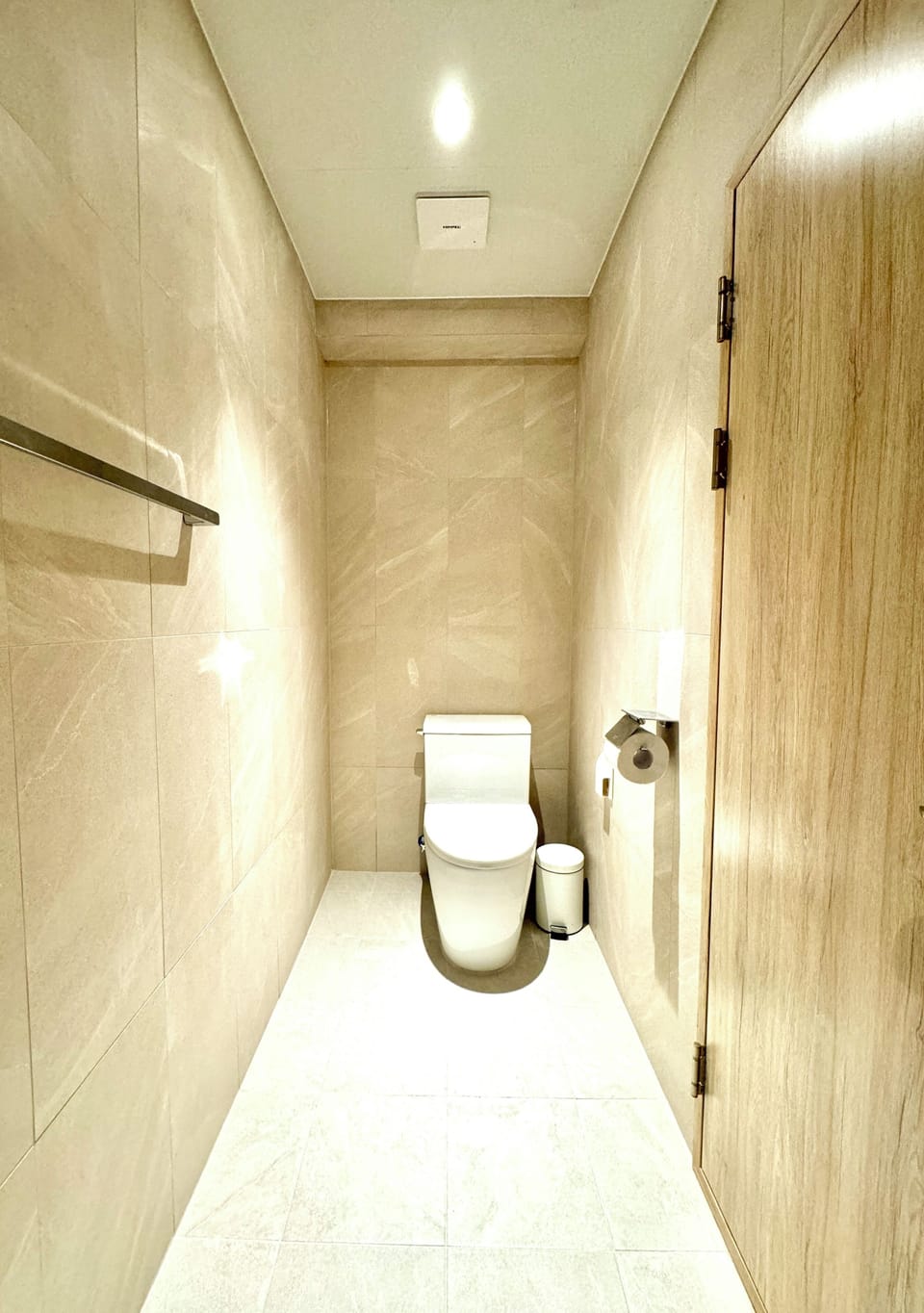 Shower, hair dryer, slippers, towels