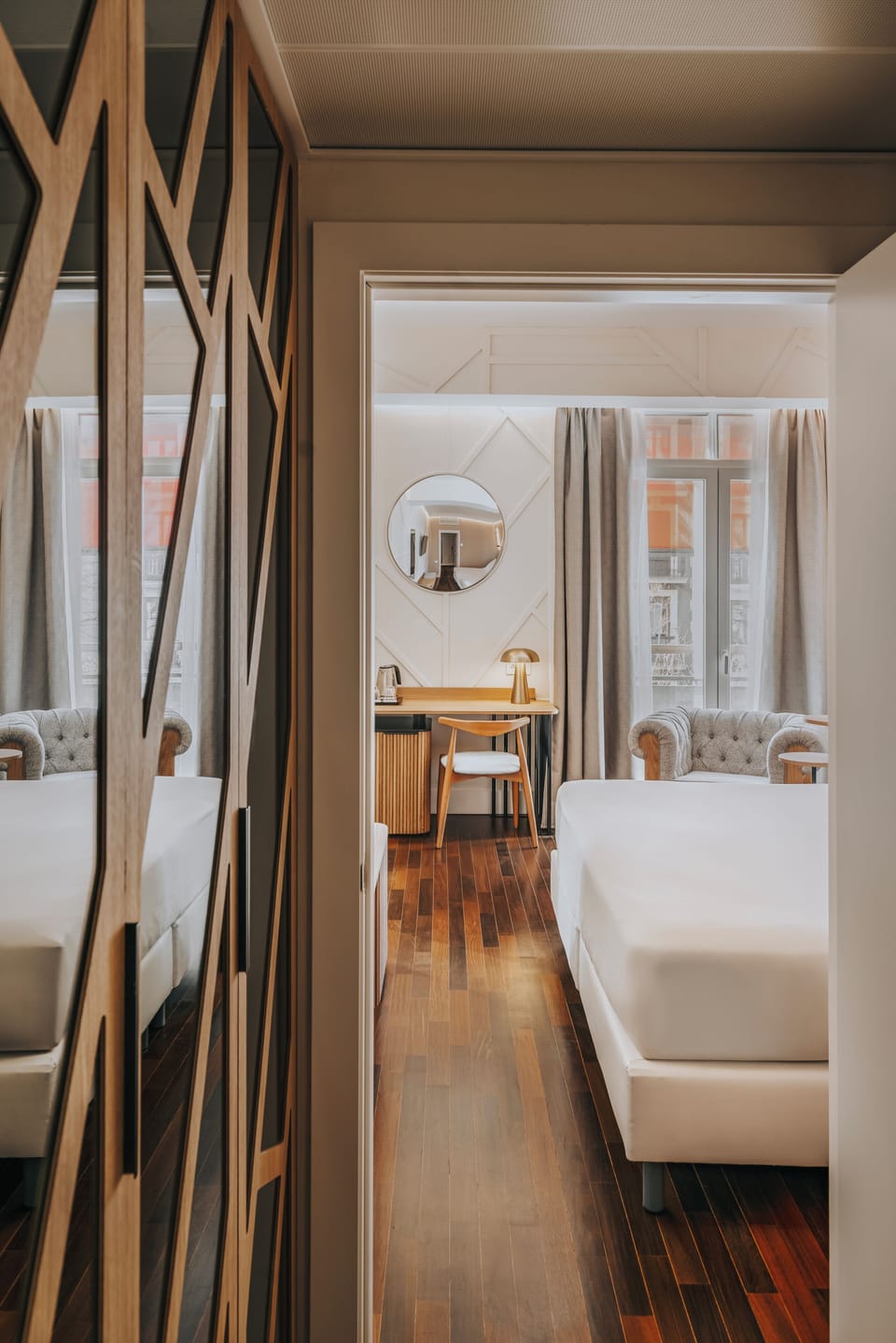 Premium bedding, down comforters, memory foam beds, minibar