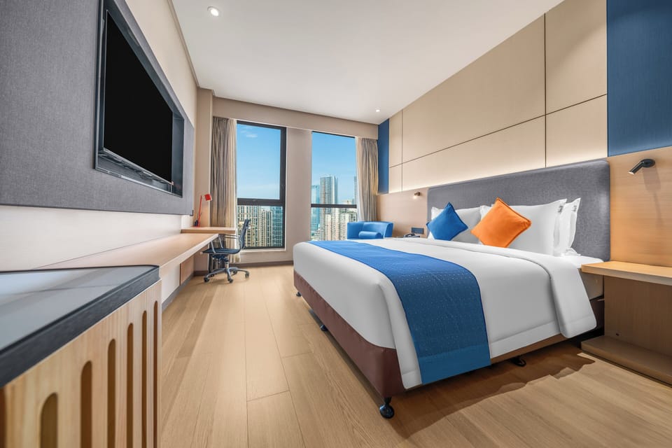Premium bedding, down comforters, Select Comfort beds, desk