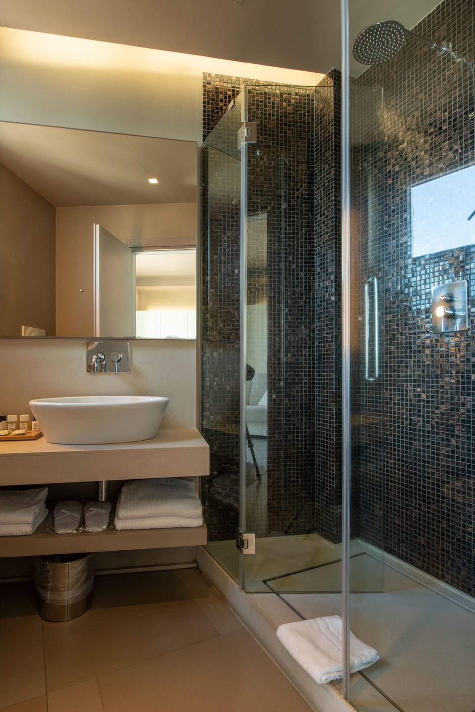 Shower, free toiletries, hair dryer, slippers