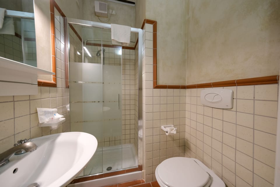 Standard Double Room | Bathroom | Shower, hair dryer, bidet, towels