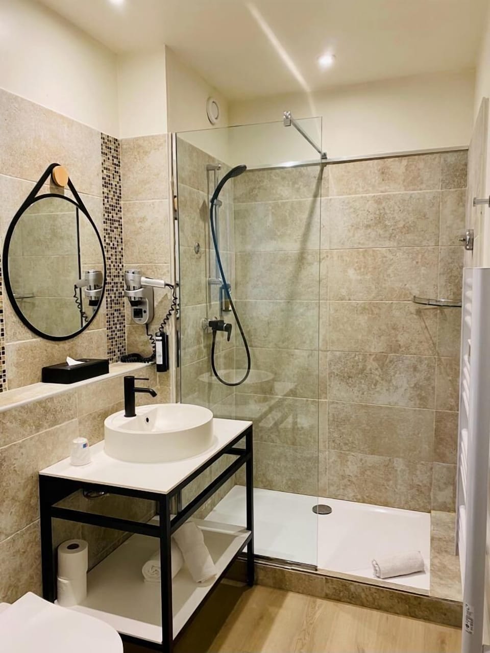 Free toiletries, hair dryer, towels