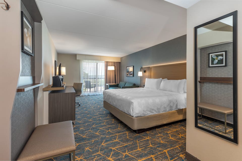 Hypo-allergenic bedding, desk, blackout drapes, soundproofing