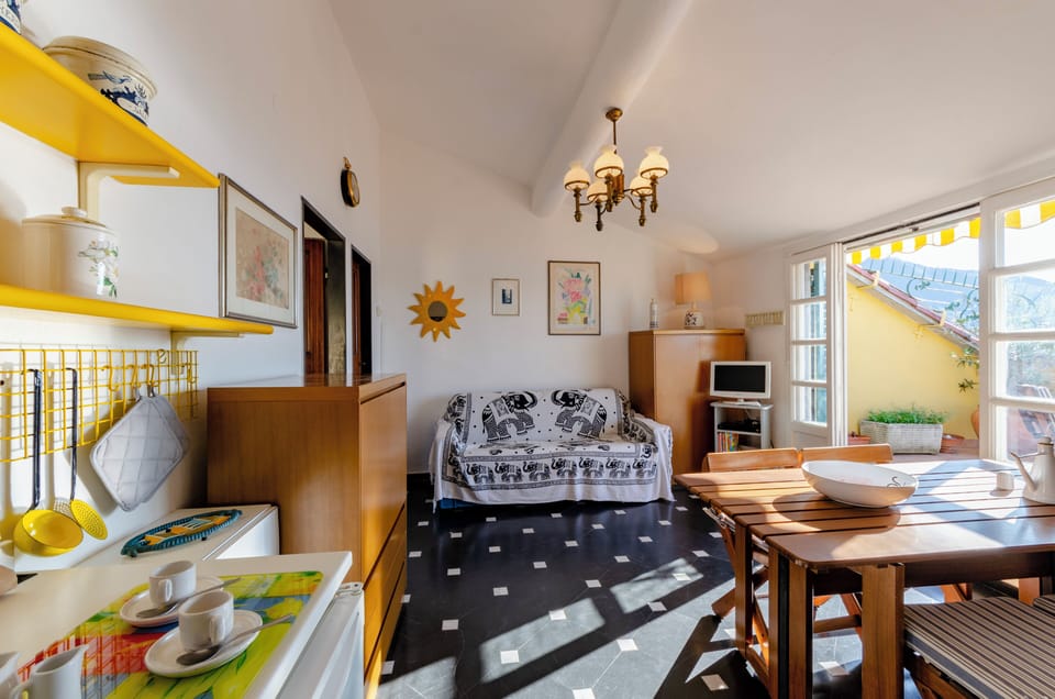 Apartment, 1 Double Bed with Sofa bed, Terrace, Sea View | Private kitchen | Fridge, dining tables