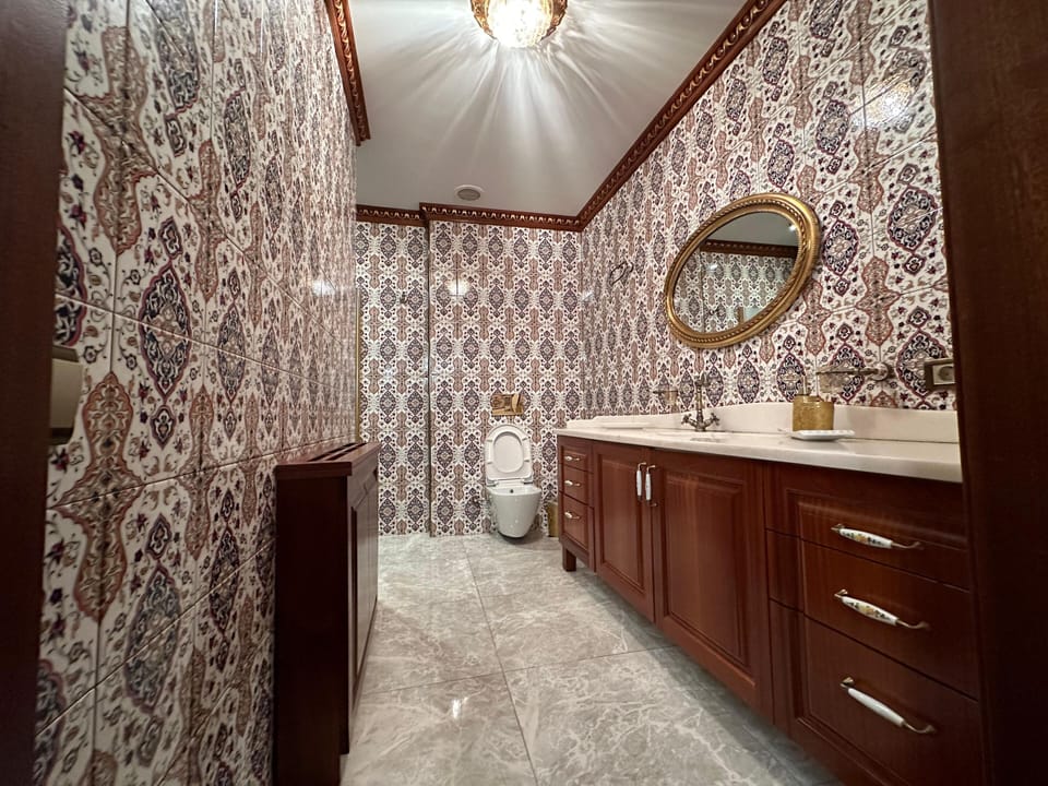 Shower, free toiletries, hair dryer, slippers