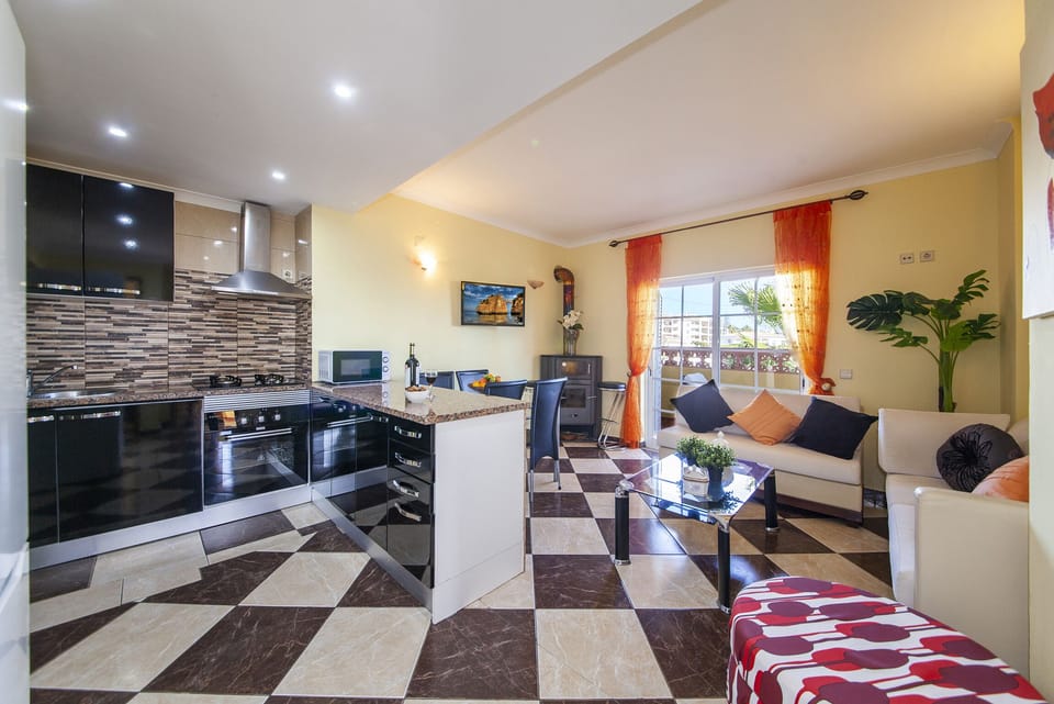 Apartment, 2 Bedrooms, Sea View | Private kitchen | Full-size fridge, microwave, oven, stovetop