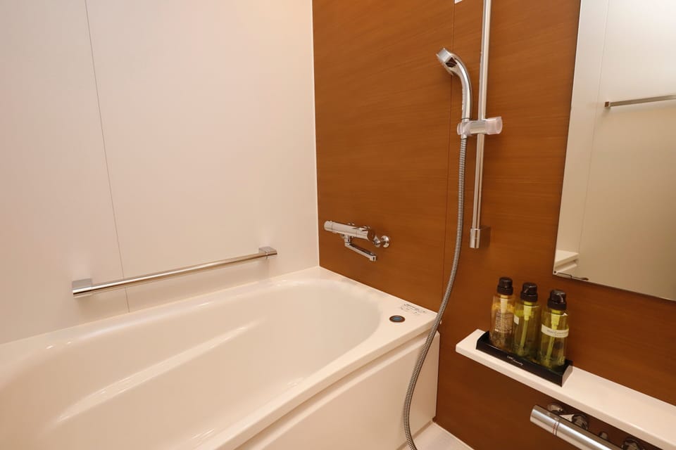 Free toiletries, hair dryer, slippers, electronic bidet