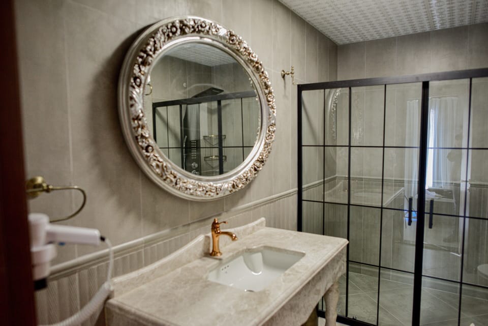Deluxe Double Room | Bathroom | Shower, rainfall showerhead, free toiletries, hair dryer
