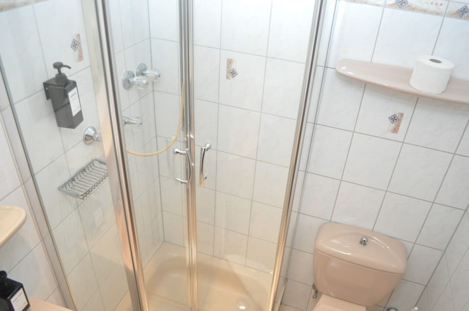 Single Room | Bathroom | Shower, hair dryer, towels, soap