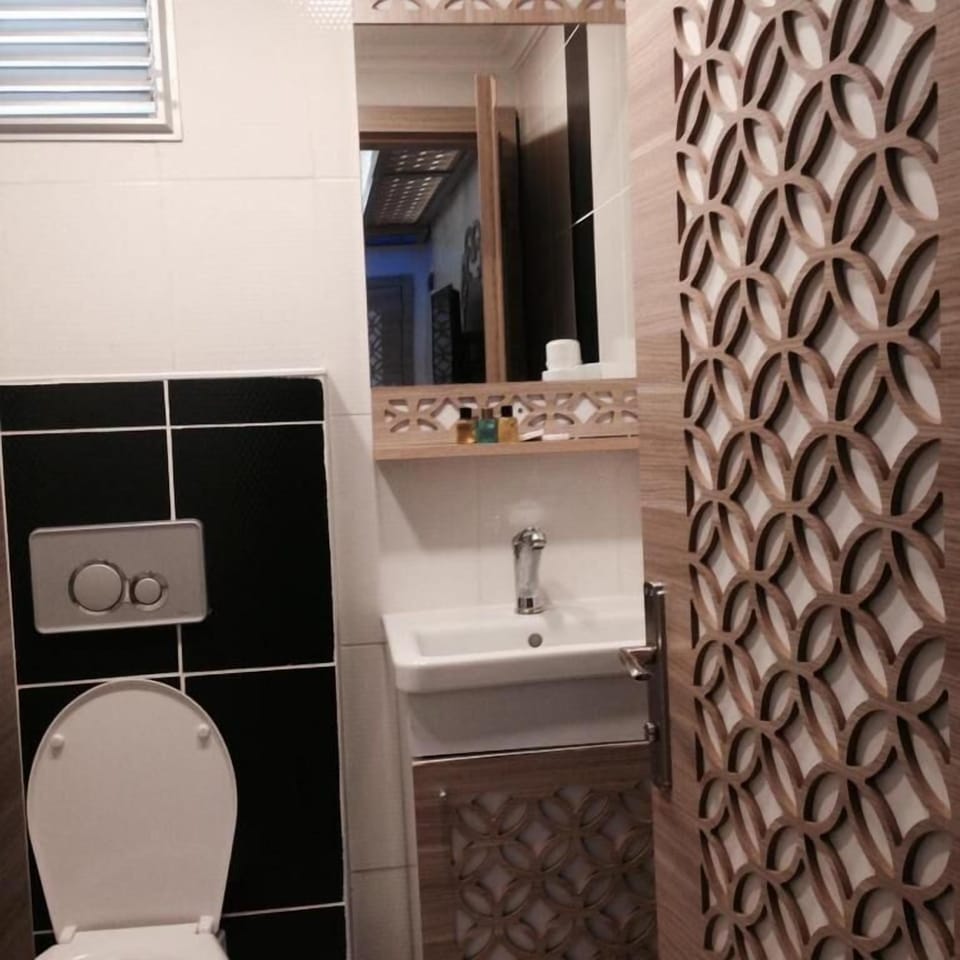 Shower, slippers, towels